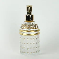 Gold-Accented Glass Soap Dispenser