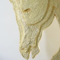 Golden Head Horse With Marble Flakes Base Figurine