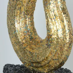 Golden Snake With Marble Flakes Base Figurine