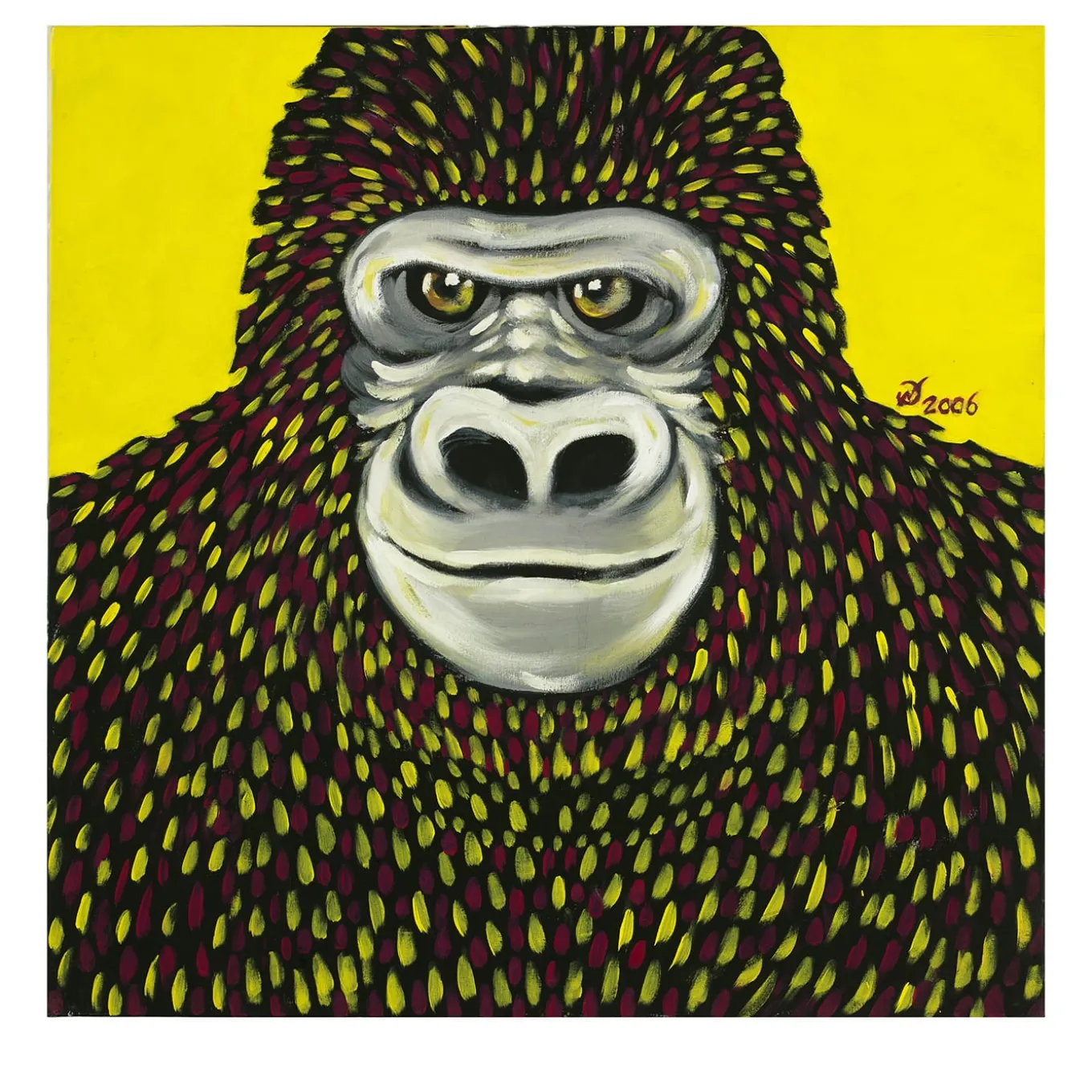 Gorilla in Four-color Process Acrylic Painting On Canvas