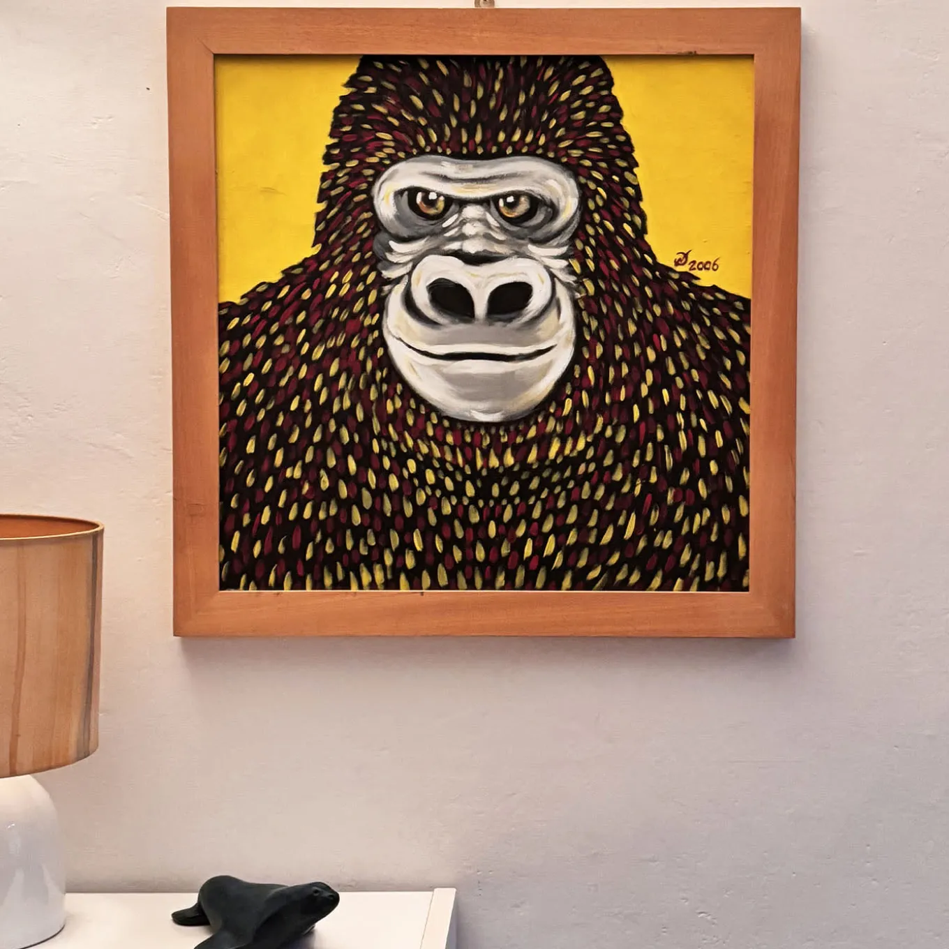 Gorilla in Four-color Process Acrylic Painting On Canvas