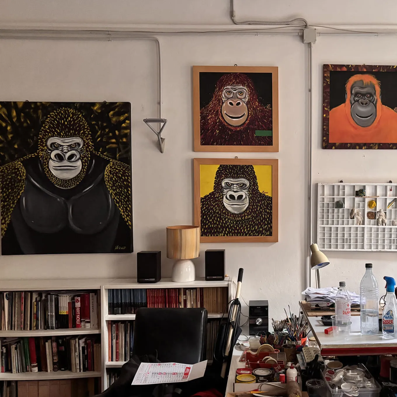 Gorilla in Four-color Process Acrylic Painting On Canvas