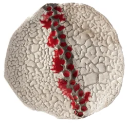 Grande Luna In Rosso Decorative Plate by Nino Basso