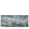 Gray & Blue Nihon Moon Cotton Wallcovering Fabric