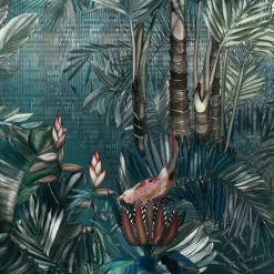 Green & Blue Sarasvati Polyester Wallcovering Fabric