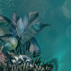 Green & Blue Sarasvati Polyester Wallcovering Fabric