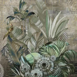 Green & Bronze Sarasvati Polyester Wallcovering Fabric