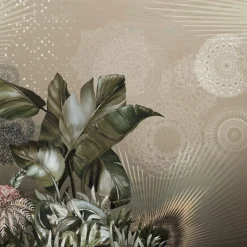 Green & Bronze Sarasvati Polyester Wallcovering Fabric