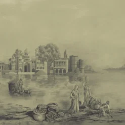 Green & Gold Darshan Panorama Polyester Wallcovering Fabric