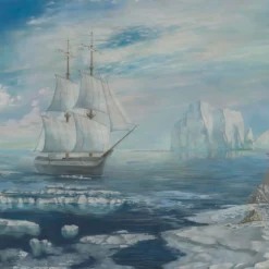 Green & Light Blue Arctic Passages Cotton Wallcovering Fabric