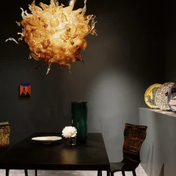 Green & White Filigree Murrine Vase