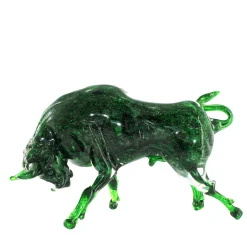 Green Bull Murano Glass Sculpture