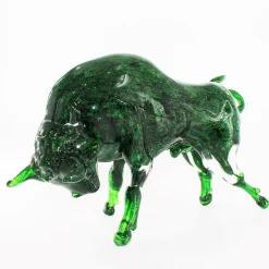 Green Bull Murano Glass Sculpture