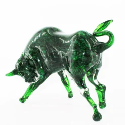 Green Bull Murano Glass Sculpture