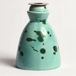 Green Ceramic Candlestick with 4 Scented Candles