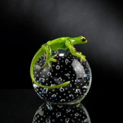 Green Glass Gecko On Sphere