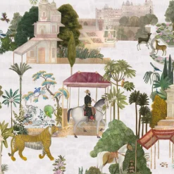 Green Rajasthan Cotton Wallcovering Fabric