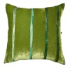 Green Stripes Square Velvet Cushion