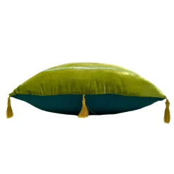 Green Stripes Square Velvet Cushion