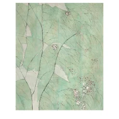 Green Tree Hand Painted Wallpaper