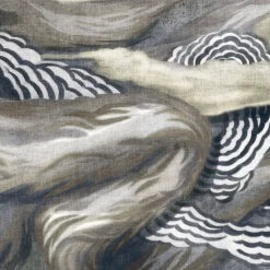 Grey & Blue L'Oiseau de Feu Cotton Wallcovering Fabric