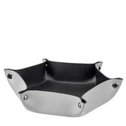 Grey and black leather vide poche #1