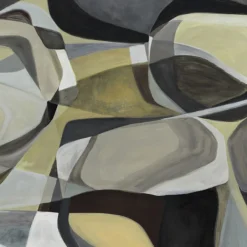 Grey Black & Green Rising Desert Cotton Wallcovering Fabric