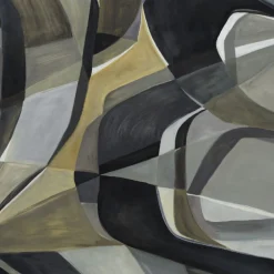 Grey Black & Green Rising Desert Cotton Wallcovering Fabric