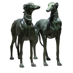 Greyhounds Duo Bronze Sculptures #2