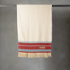 Grottesco Fringed Striped Polychrome Silk & Wool Blanket #3