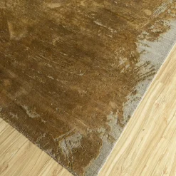 Hand Knotted Free Verse Rug in Silver Gray and Cumin