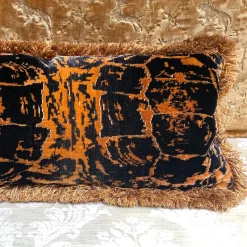 Handmade Turtle Velvet Cushion with Marabou Trim