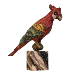 Hand-Painted Parrot in Red