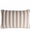 Happy Striped White and Beige Outdoor Pillow