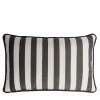 Happy Striped White and Carbon Outdoor Pillow