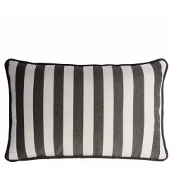 Happy Striped White and Carbon Outdoor Pillow