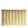 Happy Striped White and Yellow Outdoor Pillow