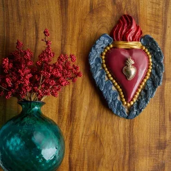 HEART DECO RED AND BLUE CERAMIC HEART