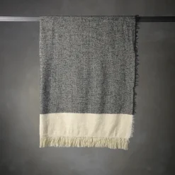Hela Fringed Dark-Gray & Beige Blanket