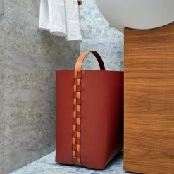 Helena Bordeaux and Cognac Leather Basket