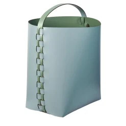 Helena Sky Blue and Eucalyptus Leather Basket