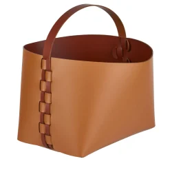 Helena Small Cognac and Bordeaux Leather Basket