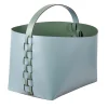 Helena Small Sky Blue and Eucalyptus Leather Basket