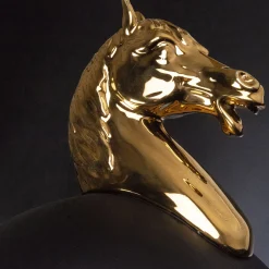 Horse Large Black & Glossy Gold Vase