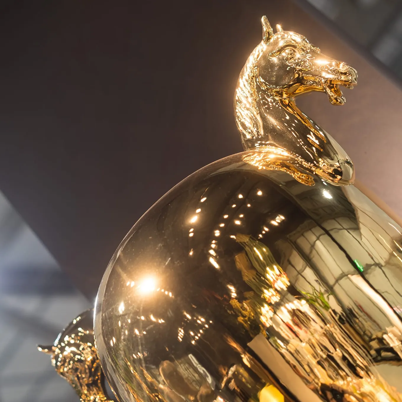 Horse Large Golden Decorative Vase