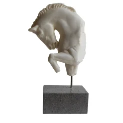 Horse-Fragment Marble Sculpture with base