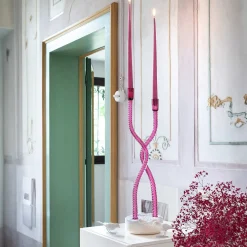 Hug of Artisans Ruby Glass Candlestick holder