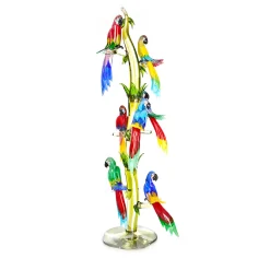 Huge Murano Glass Tree with 7 Parrots