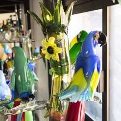 Huge Murano Glass Tree with 7 Parrots