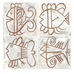 I Pesci Vallauris Set of 4 Tiles